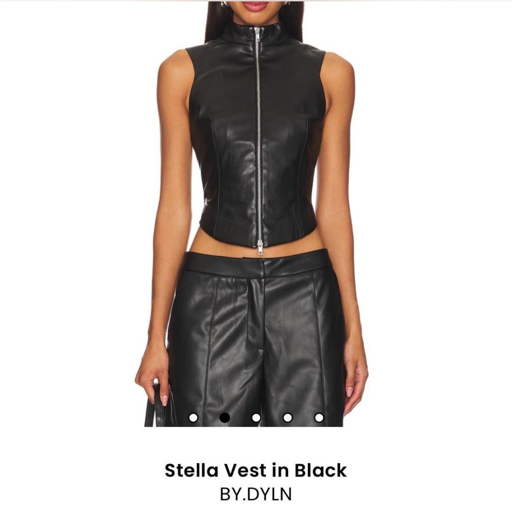 Stella Black Leather Vest byDYLN